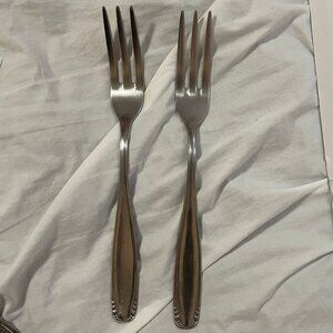 Lot of Vtg Meat Serving 3 Tine Forks European INOX GA 18/C Stainless Steel 10.2"